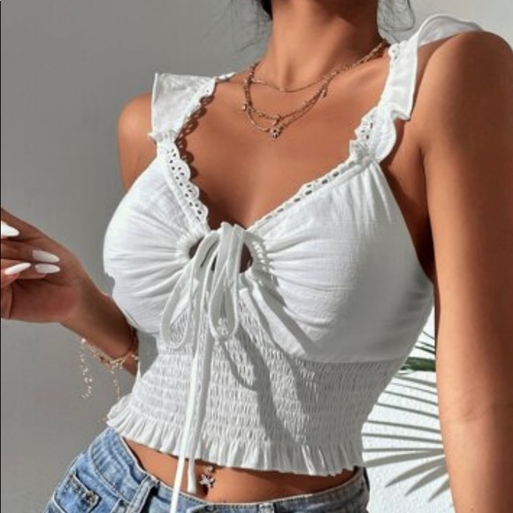 Princess Polly Tops - Princess Polly White Crop Fitted Tank Top